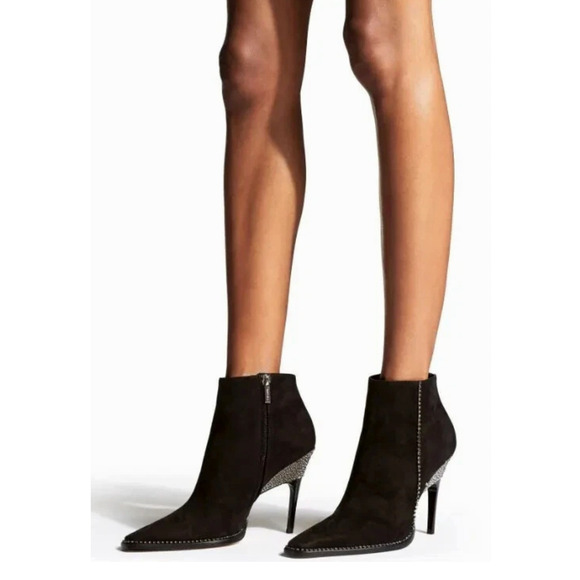Jimmy Choo 7 Brecken 100 Crystal Embellished Suede Ankle Boots Crystal Black 37 - Picture 11 of 13